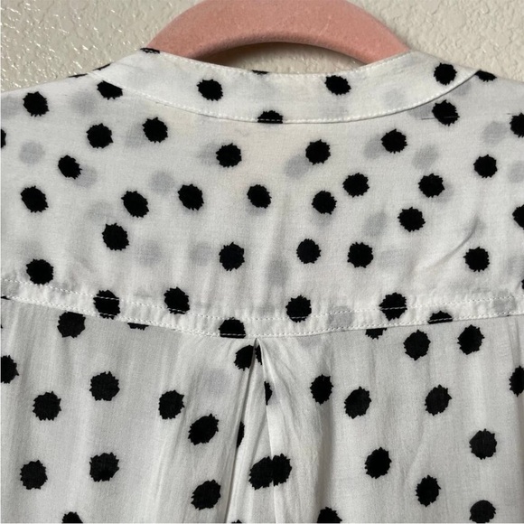 Anthropologie Maeve White Polka Dot Dalmation Spotted Henley Sz XS - Picture 6 of 10